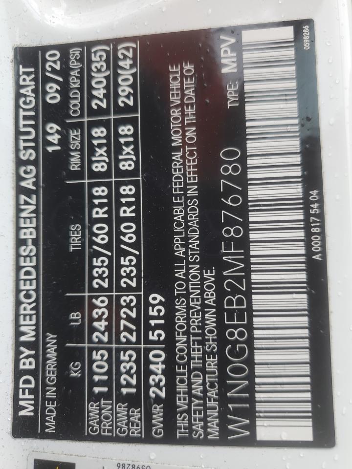 2021 Mercedes-Benz Glc 300 4Matic VIN: W1N0G8EB2MF876780 Lot: 56521775