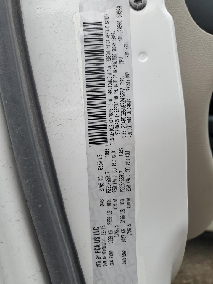 2016 Dodge Grand Caravan Se VIN: 2C4RDGBG4GR243227 Lot: 58951765