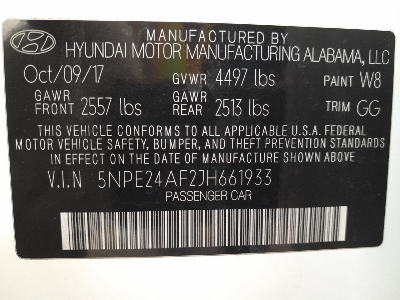 5NPE24AF2JH661933 - 2017 Hyundai sonata - #58691305