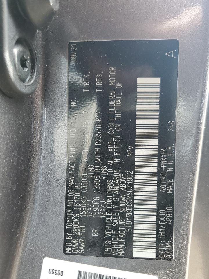 2021 Toyota Sienna Xle VIN: 5TDYRKEC5MS071902 Lot: 56176765