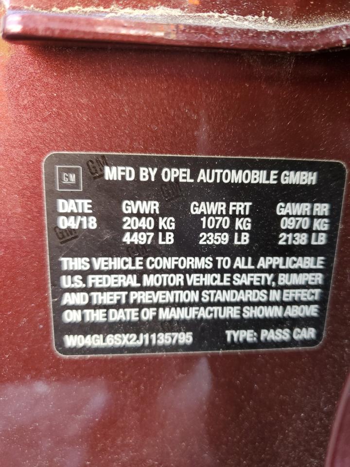 2018 Buick Regal Preferred VIN: W04GL6SX2J1135795 Lot: 57235355