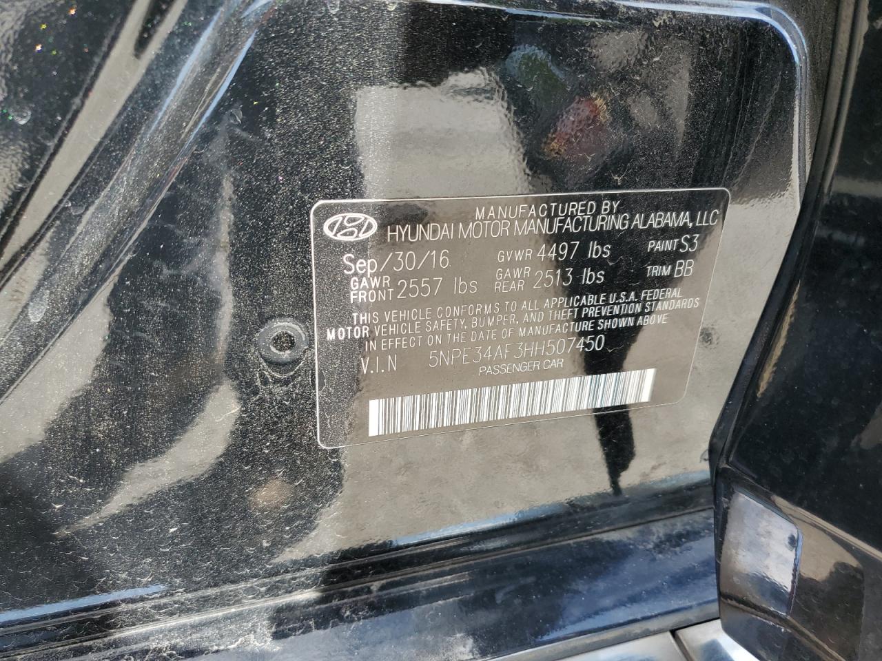 2017 Hyundai Sonata Sport VIN: 5NPE34AF3HH507450 Lot: 57606215
