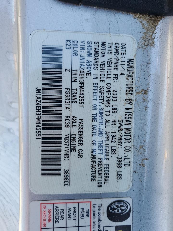 2015 Nissan 370Z Base VIN: JN1AZ4EH3FM442551 Lot: 56244905