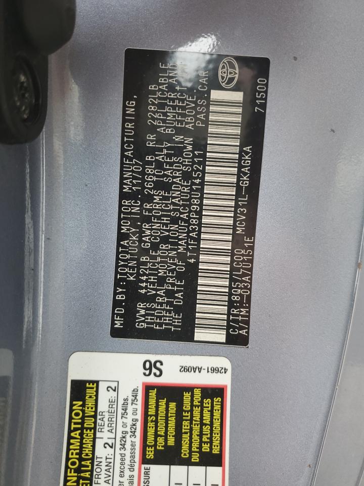 4t1fa38p98u145211 4T1FA38P98U145211 2008 Toyota Camry Solara Se