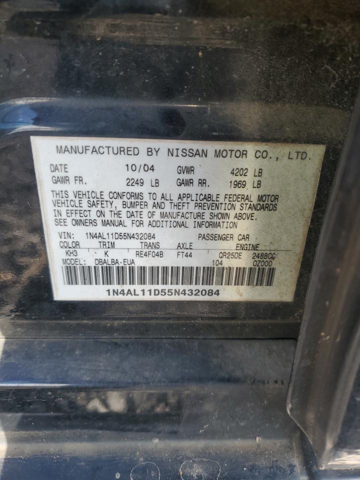 2005 Nissan Altima S VIN: 1N4AL11D55N432084 Lot: 58333455