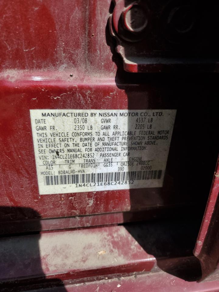 2008 Nissan Altima Hybrid VIN: 1N4CL21E68C242852 Lot: 55930165