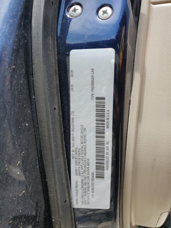 2007 Subaru Legacy 2.5I VIN: 4S3BL616776204985 Lot: 58371255