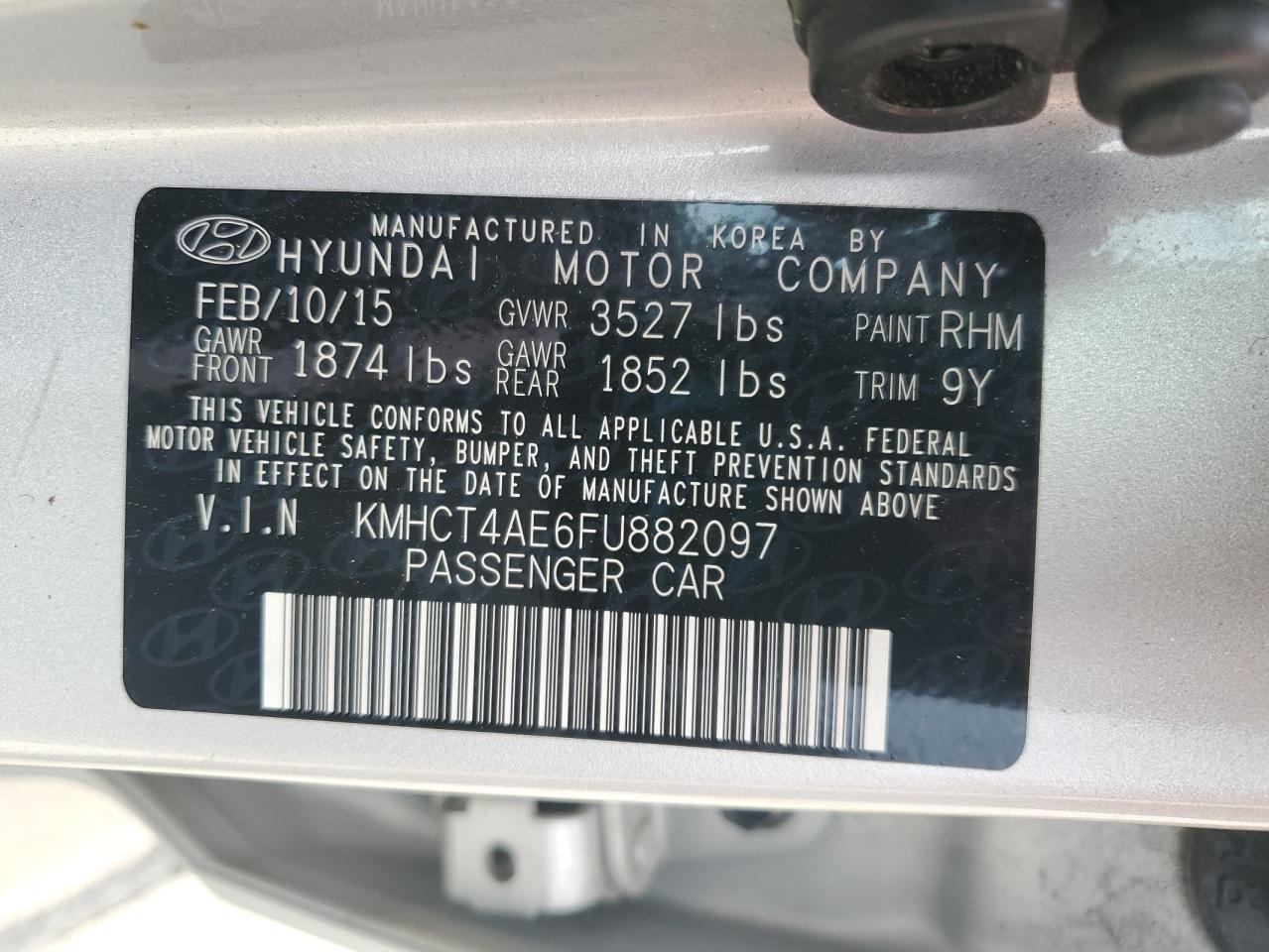 2015 Hyundai Accent Gls VIN: KMHCT4AE6FU882097 Lot: 56559305
