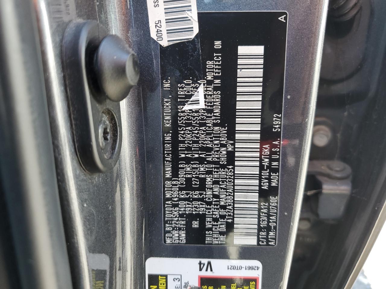 2010 Toyota Venza VIN: 4T3ZA3BB2AU032854 Lot: 56357565