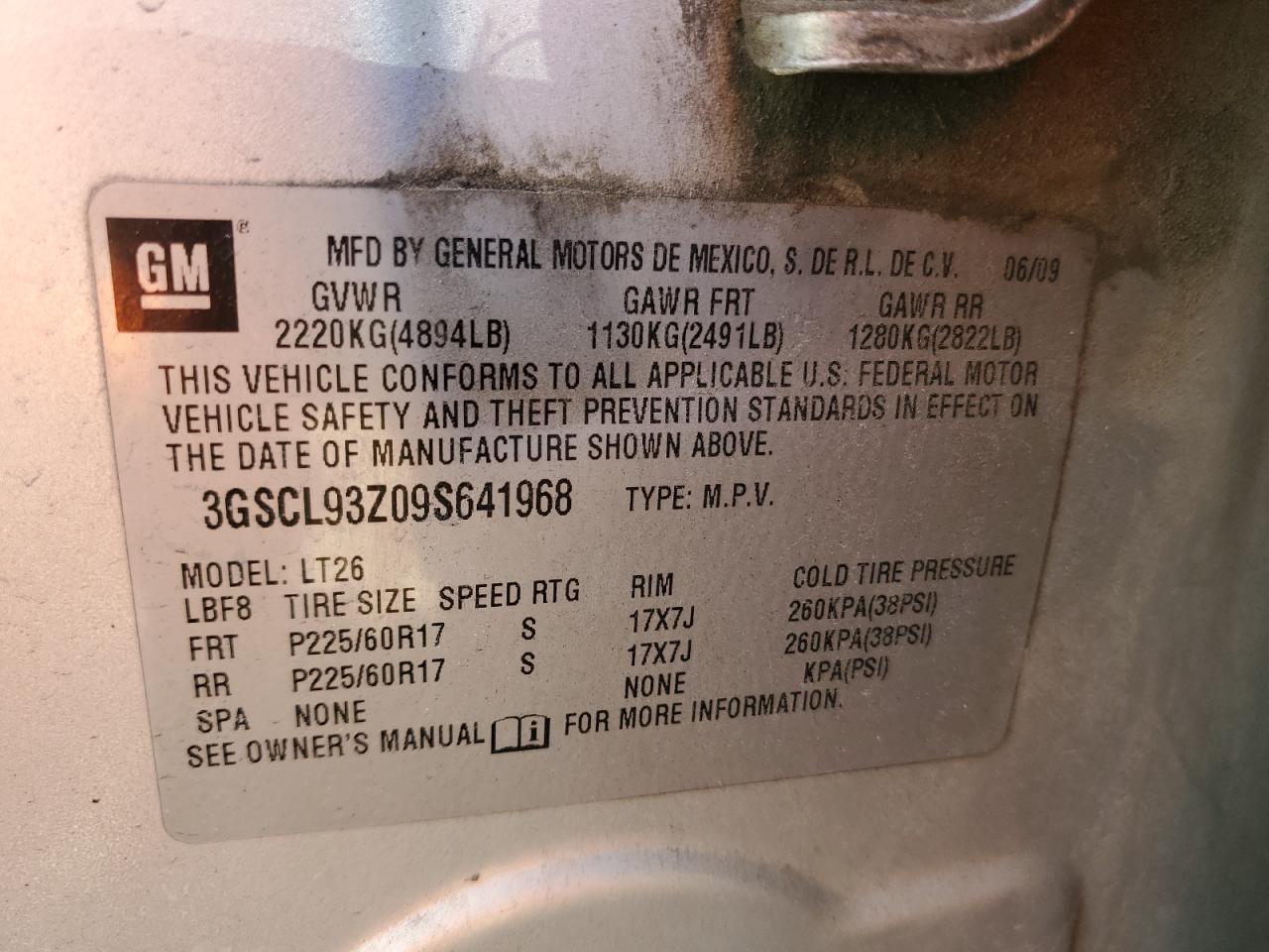 2009 Saturn Vue Hybrid VIN: 3GSCL93Z09S641968 Lot: 55879475