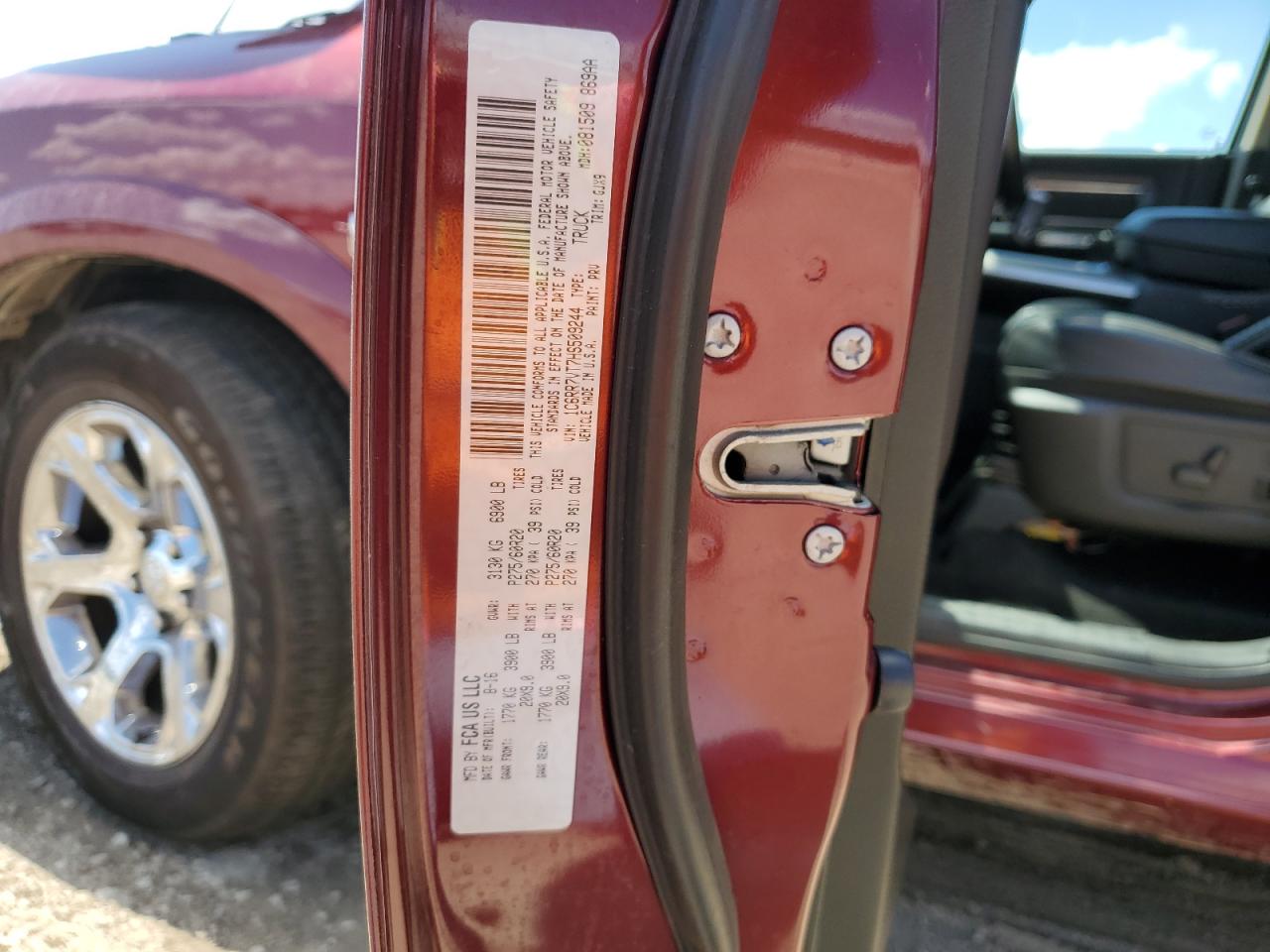 2017 Ram 1500 Laramie VIN: 1C6RR7VT7HS509244 Lot: 56940285