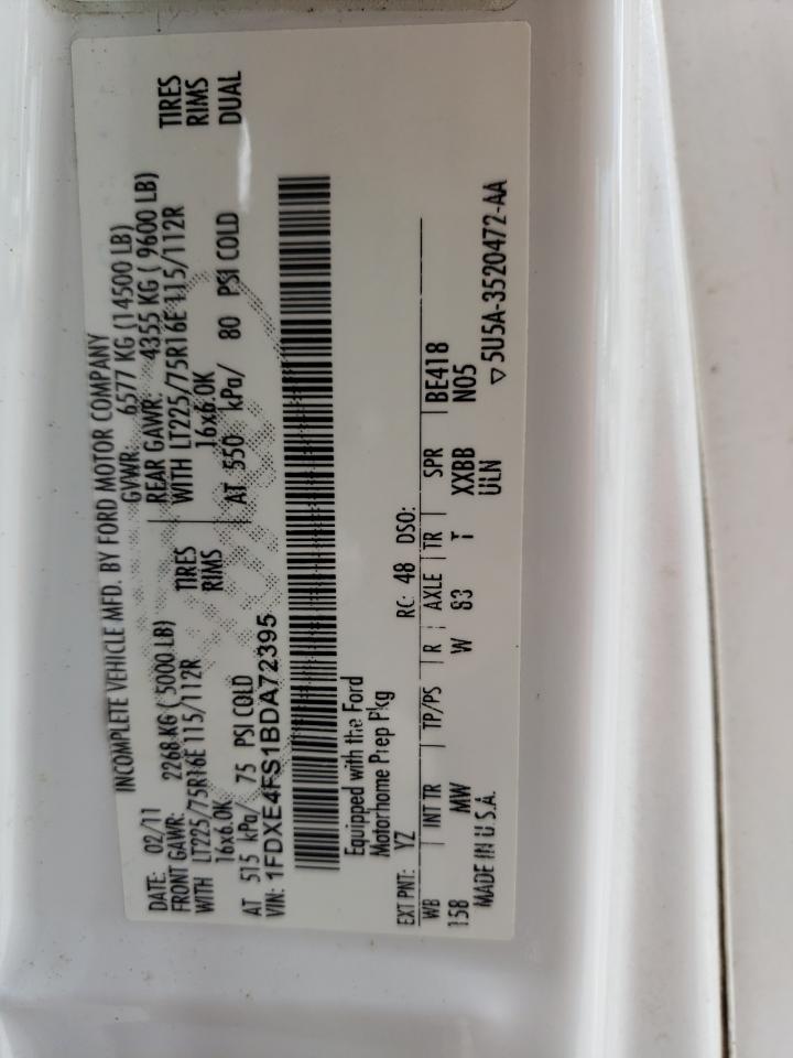 2011 Ford Econoline E450 Super Duty Cutaway Van VIN: 1FDXE4FS1BDA72395 Lot: 57580755