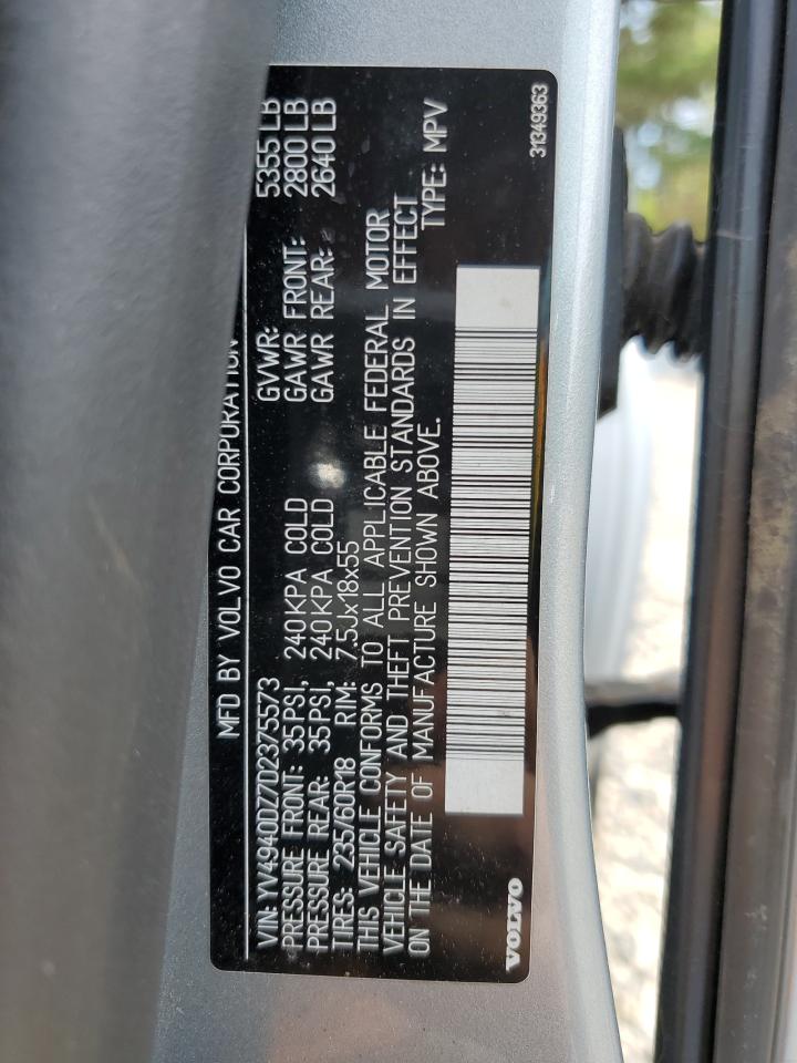 2013 Volvo Xc60 3.2 VIN: YV4940DZ7D2375573 Lot: 56459565