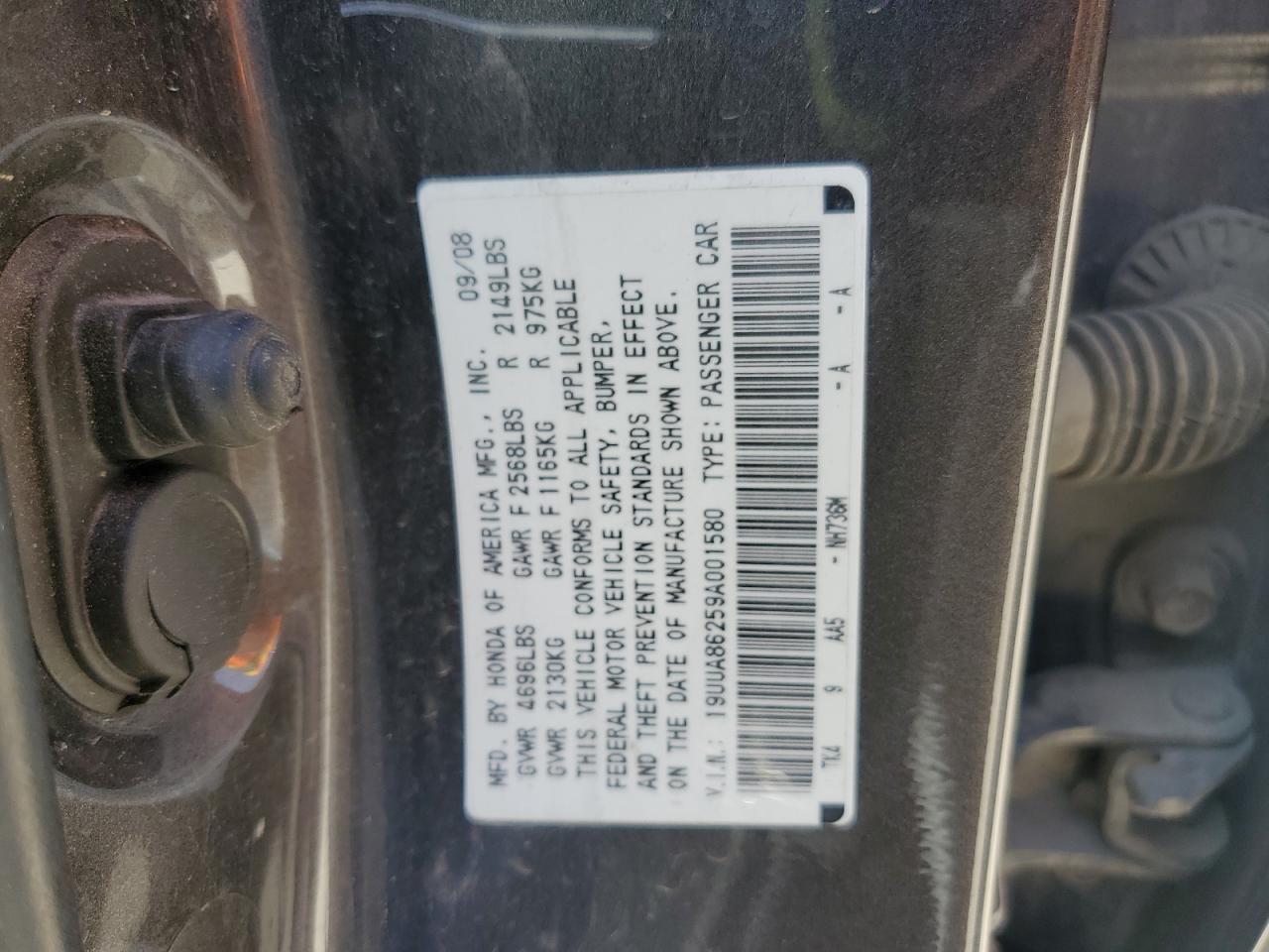 2009 Acura Tl VIN: 19UUA86259A001580 Lot: 56673695