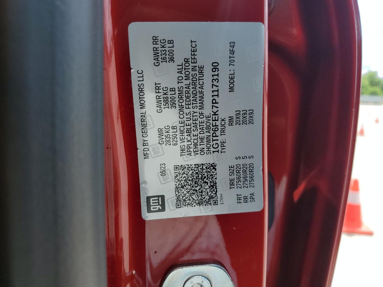 2023 GMC Canyon Denali VIN: 1GTP6FEK7P1173190 Lot: 55775275