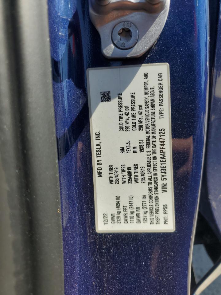 2023 Tesla Model 3 VIN: 5YJ3E1EA4PF447125 Lot: 57049045