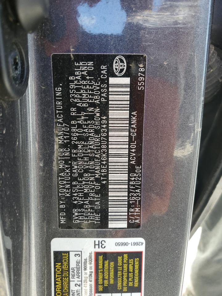 2008 Toyota Camry Ce VIN: 4T1BE46K38U763494 Lot: 71429195