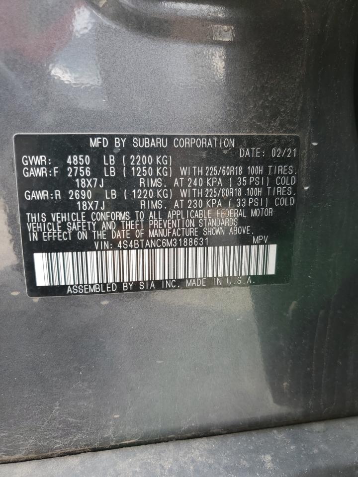 2021 Subaru Outback Limited VIN: 4S4BTANC6M3188631 Lot: 57219995
