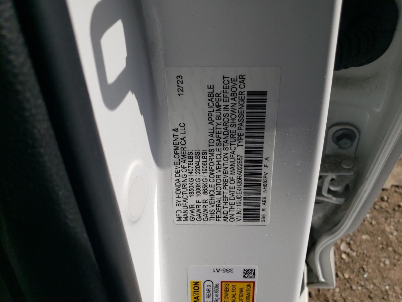 2024 Acura Integra A-Spec VIN: 19UDE4H35RA022657 Lot: 55964735