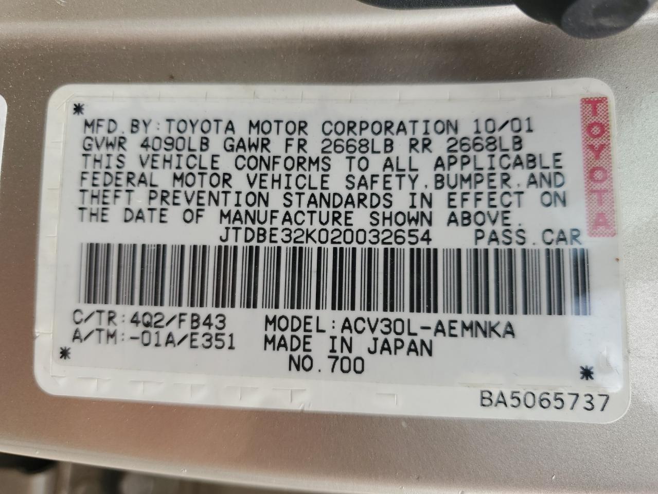 2002 Toyota Camry - Image 12