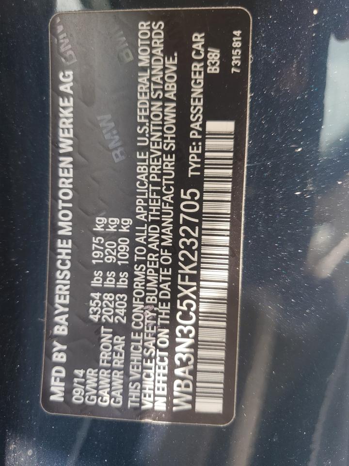 2015 BMW 428 I VIN: WBA3N3C5XFK232705 Lot: 56327515