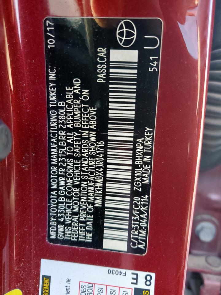 2018 Toyota C-Hr Xle VIN: NMTKHMBX4JR041716 Lot: 57573585