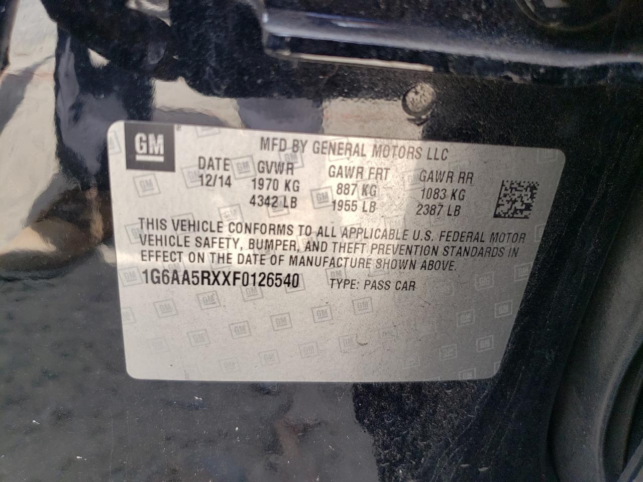 2015 Cadillac Ats VIN: 1G6AA5RXXF0126540 Lot: 56876725