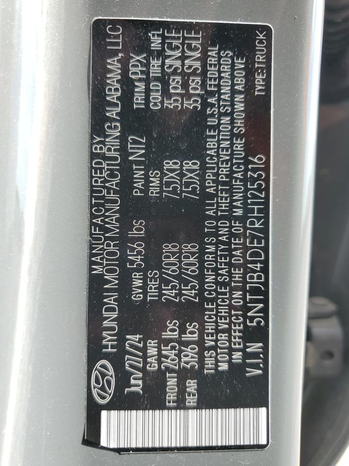 2024 Hyundai Santa Cruz Sel VIN: 5NTJB4DE7RH125316 Lot: 51889285