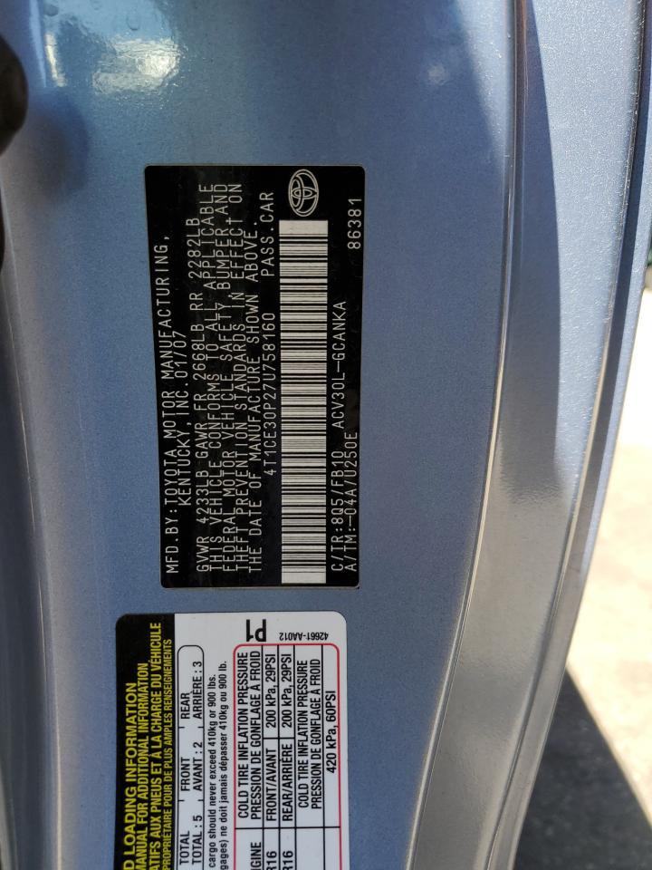 4t1ce30p27u758160 4T1CE30P27U758160 2007 Toyota Camry Solara Se