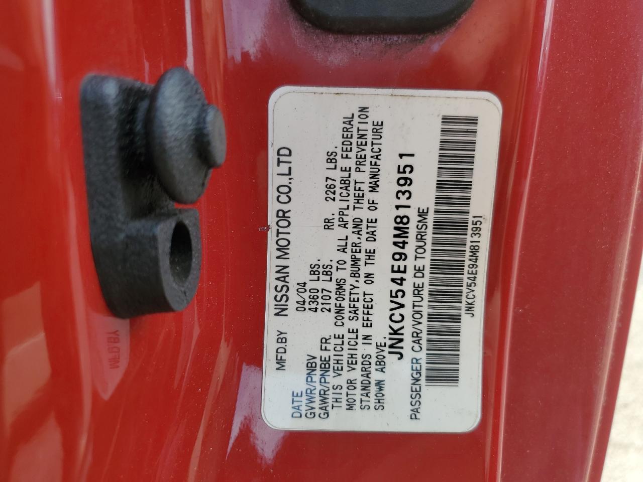 2004 Infiniti G35 VIN: JNKCV54E94M813951 Lot: 56457375