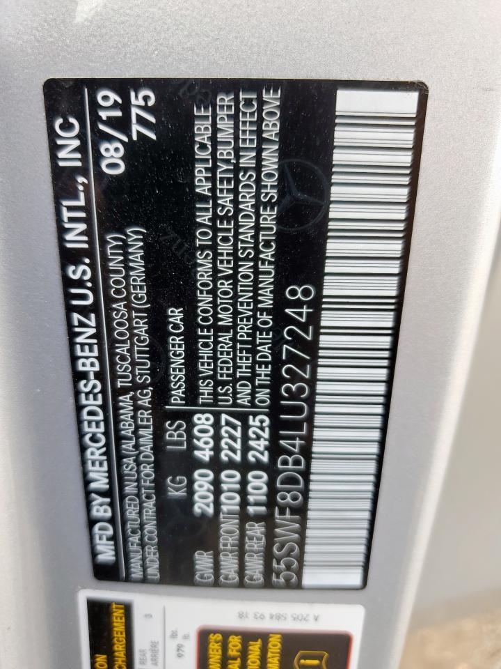 2020 Mercedes-Benz C 300 VIN: 55SWF8DB4LU327248 Lot: 54137505