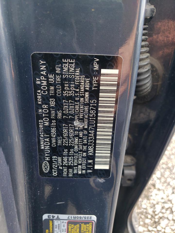 2020 Hyundai Tucson Limited VIN: KM8J33A47LU158715 Lot: 57222115