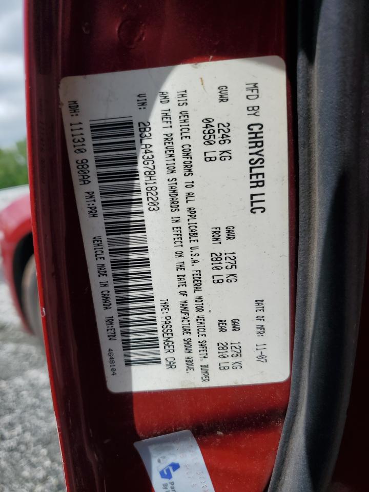 2008 Dodge Charger VIN: 2B3LA43G78H182203 Lot: 56931255