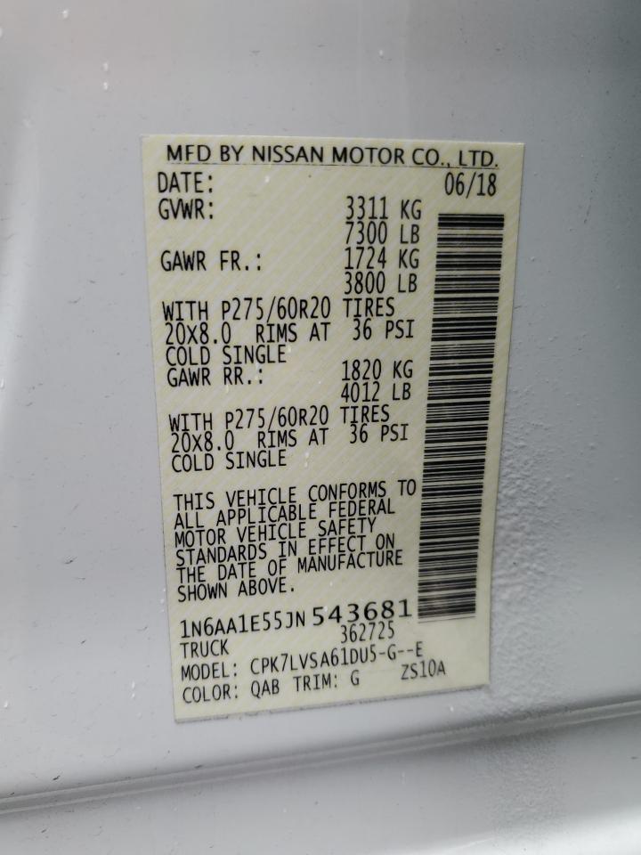 2018 Nissan Titan Sv VIN: 1N6AA1E55JN543681 Lot: 57069605