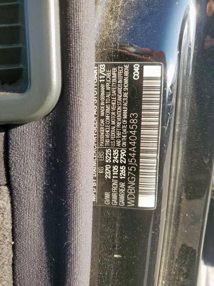 2004 Mercedes-Benz S 500 VIN: WDBNG75J54A404583 Lot: 55278525