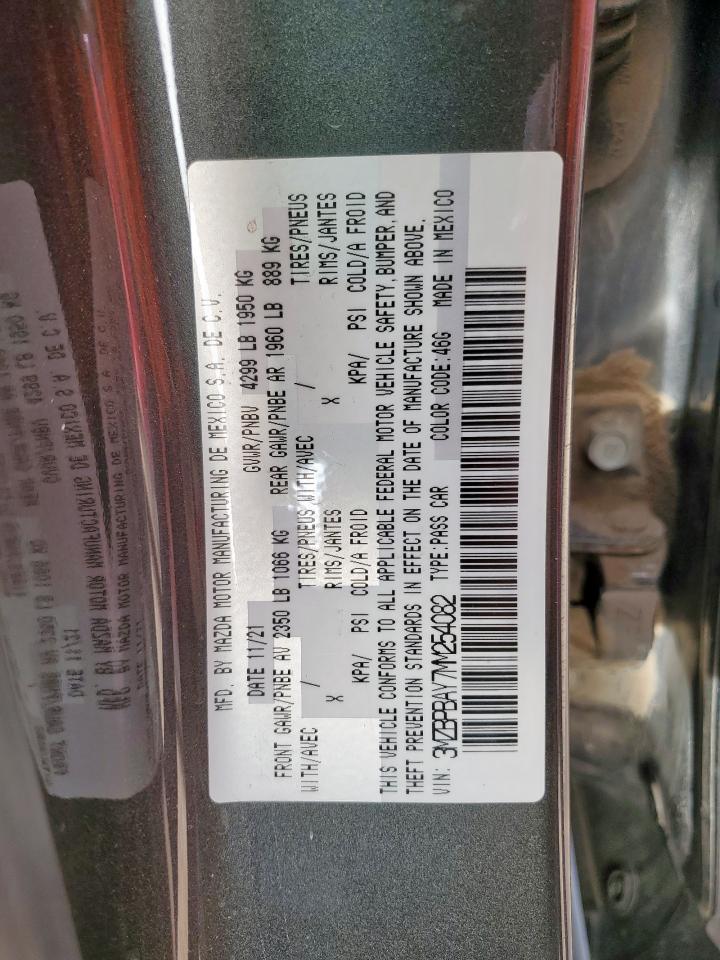 2021 Mazda 3 VIN: 3MZBPBAY7MM254082 Lot: 56074875