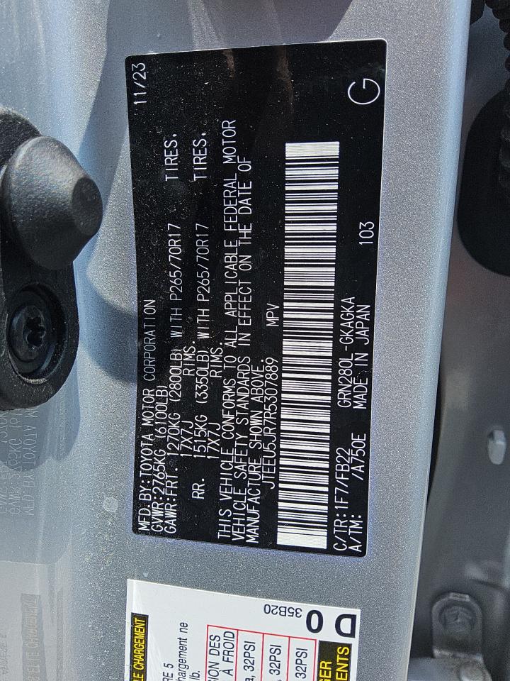 2024 Toyota 4Runner Sr5 VIN: JTEEU5JR7R5307889 Lot: 55534895