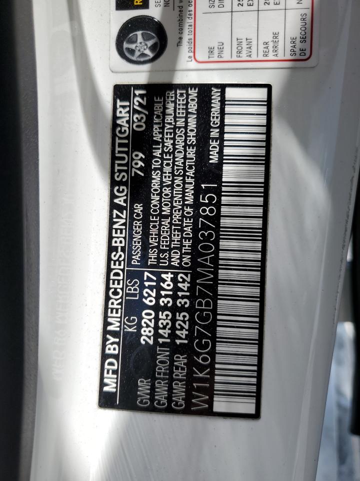 2021 Mercedes-Benz S 580 4Matic VIN: W1K6G7GB7MA037851 Lot: 52167495