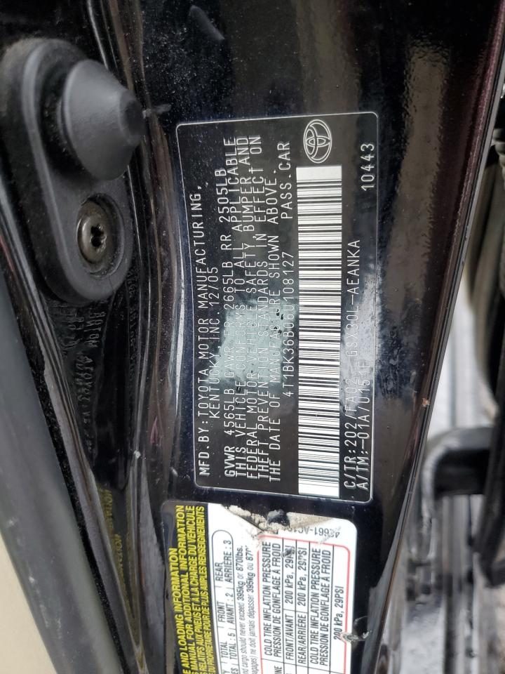 2006 Toyota Avalon Xl VIN: 4T1BK36B06U108127 Lot: 52550785