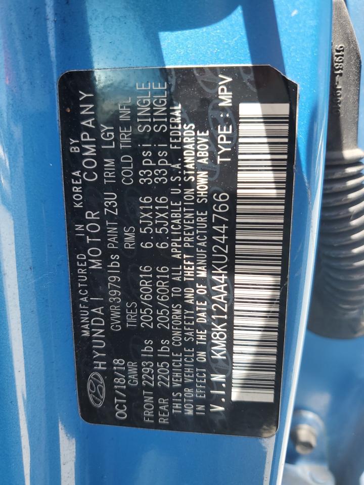 2019 Hyundai Kona Se VIN: KM8K12AA4KU244766 Lot: 57050245
