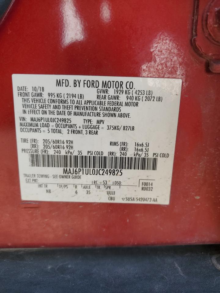 2018 Ford Ecosport Se VIN: MAJ6P1UL0JC249825 Lot: 56205255
