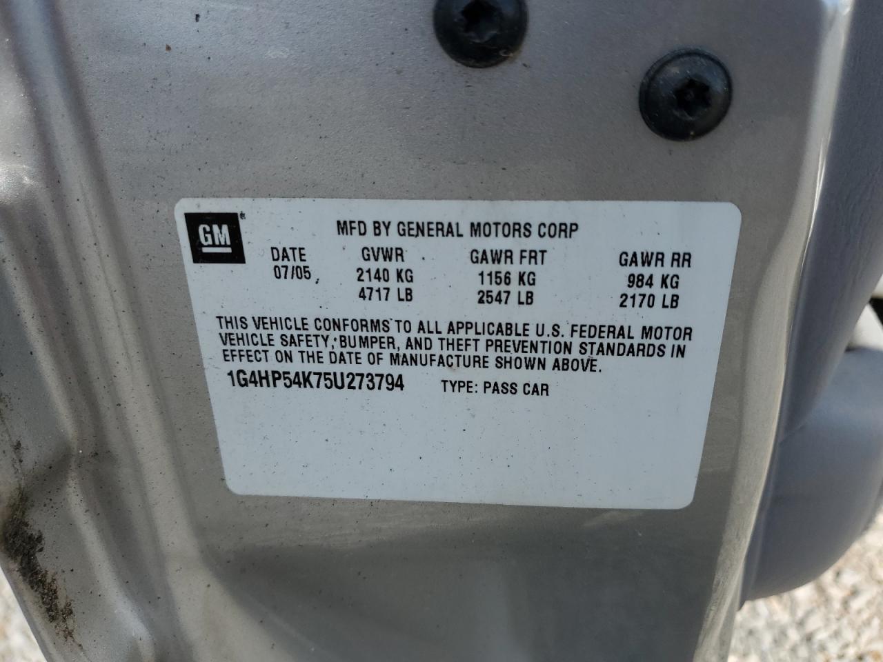 2005 Buick Lesabre Custom VIN: 1G4HP54K75U273794 Lot: 56142385