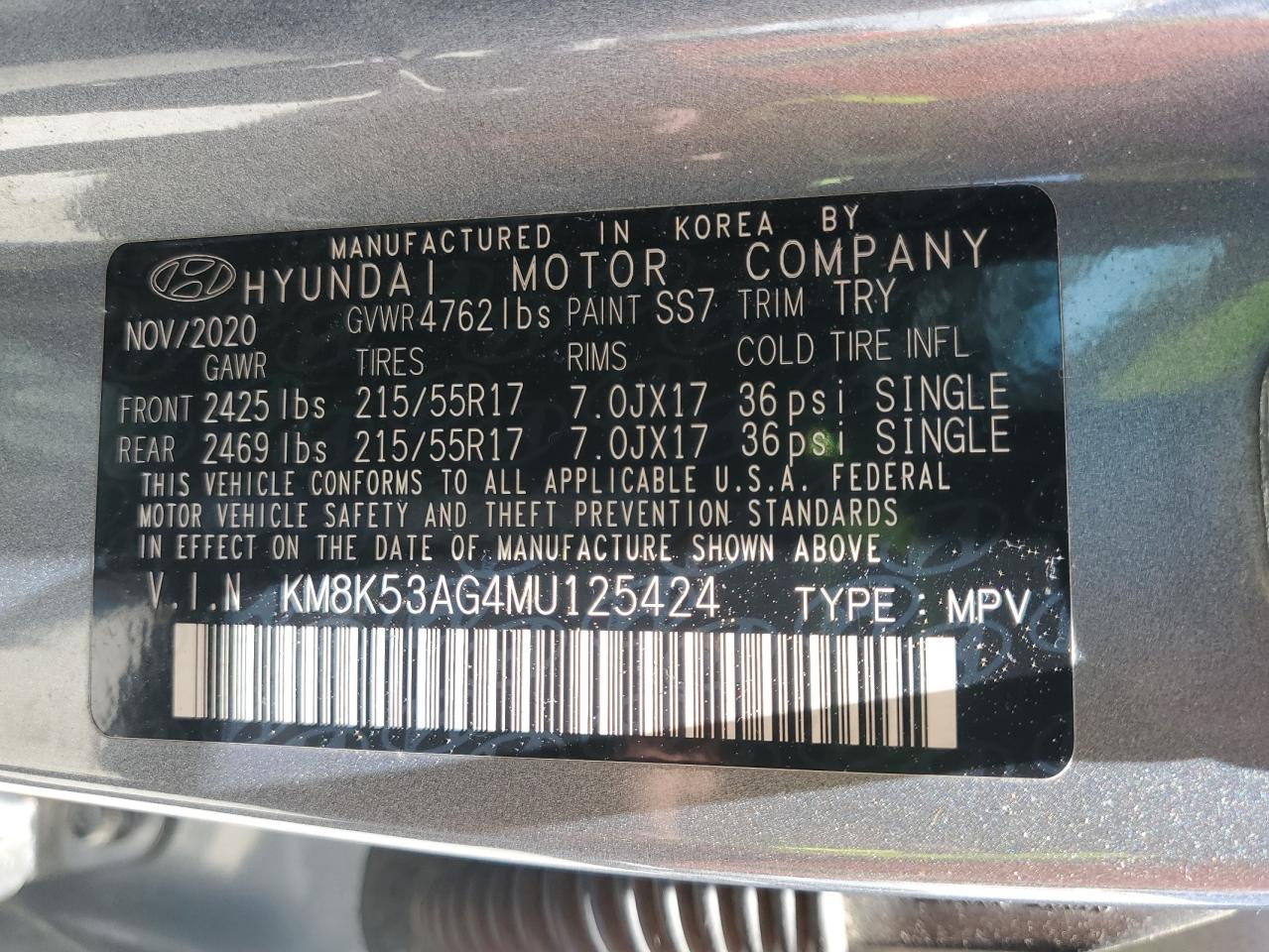 2021 Hyundai Kona Ultimate VIN: KM8K53AG4MU125424 Lot: 56070625