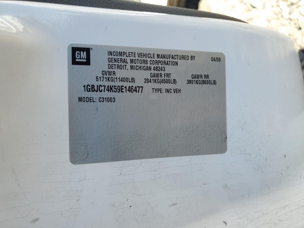 2009 Chevrolet Silverado C3500 VIN: 1GBJC74K59E146477 Lot: 54888585