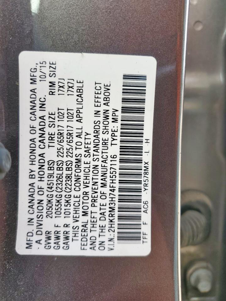 2015 Honda Cr-V Exl VIN: 2HKRM3H74FH557116 Lot: 56243245