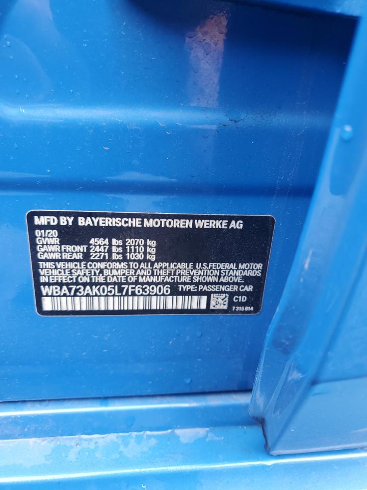 2020 BMW 228Xi VIN: WBA73AK05L7F63906 Lot: 57172035