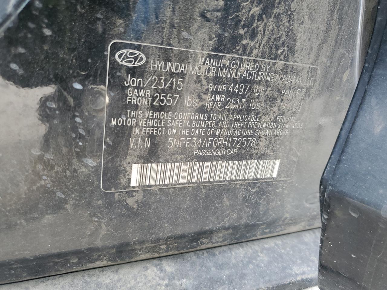 2015 Hyundai Sonata Sport VIN: 5NPE34AF0FH172578 Lot: 57122095