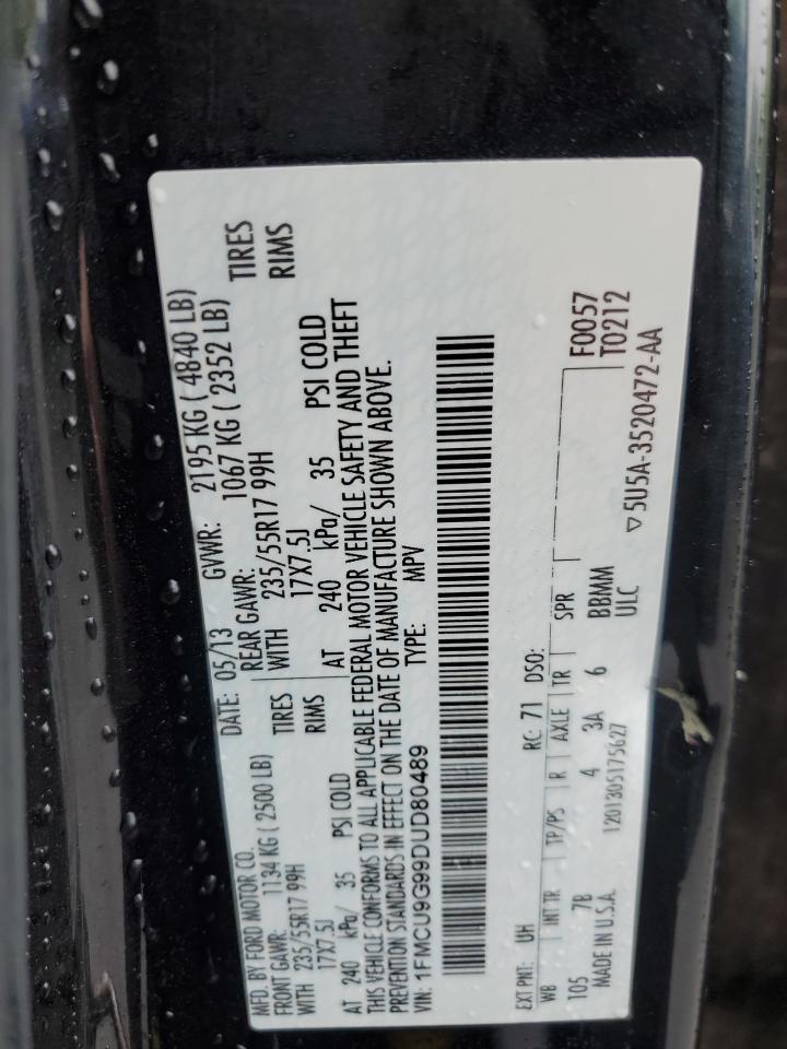 2013 Ford Escape Se VIN: 1FMCU9G99DUD80489 Lot: 57187645