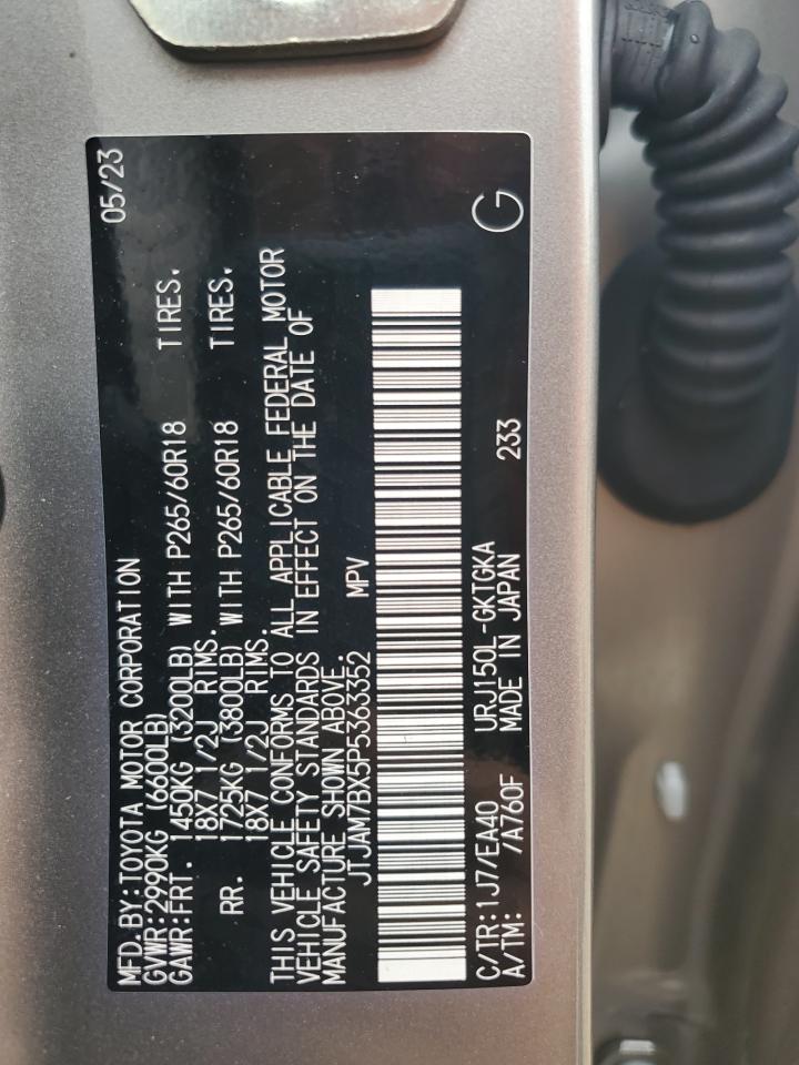 2023 Lexus Gx 460 VIN: JTJAM7BX5P5363352 Lot: 56163155