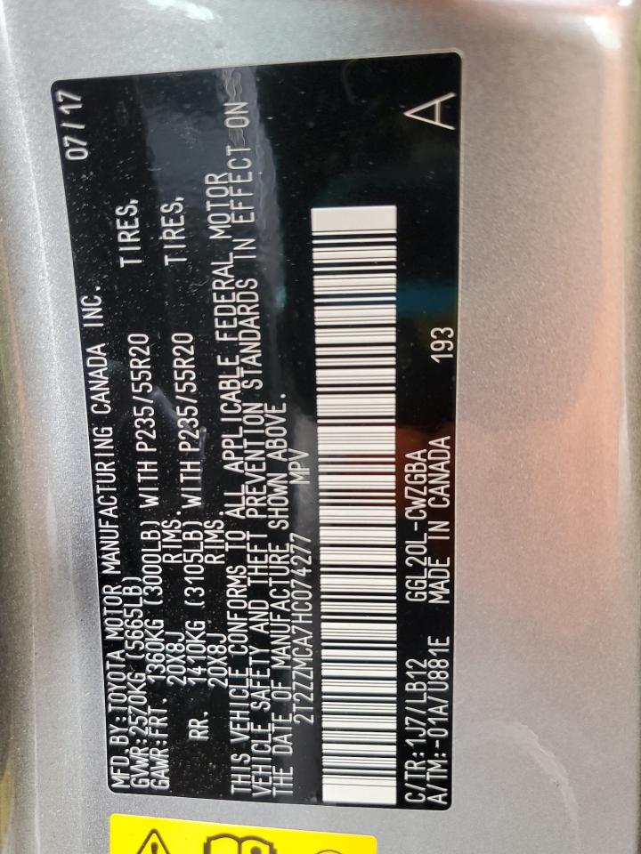 2017 Lexus Rx 350 Base VIN: 2T2ZZMCA7HC074277 Lot: 56952945